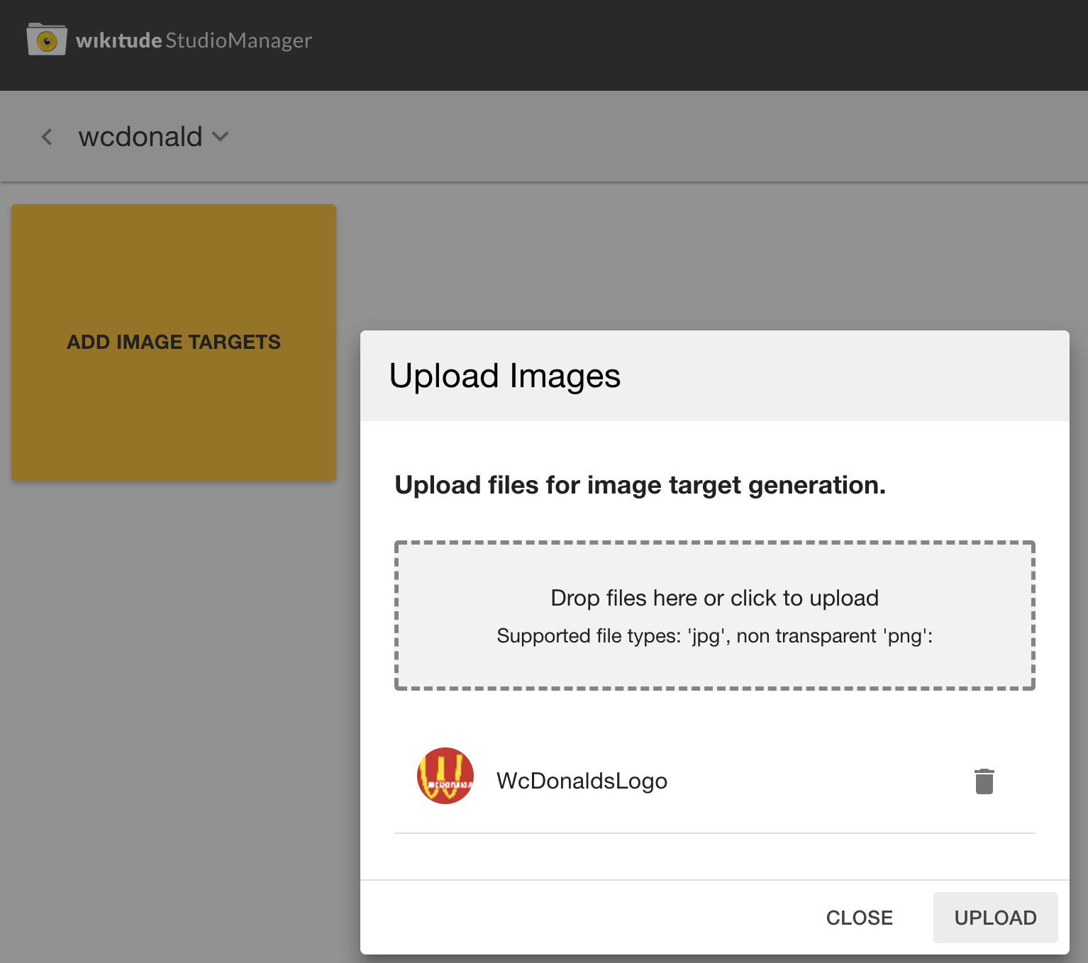 Ionic Wikitude image recognition targetmanager upload images