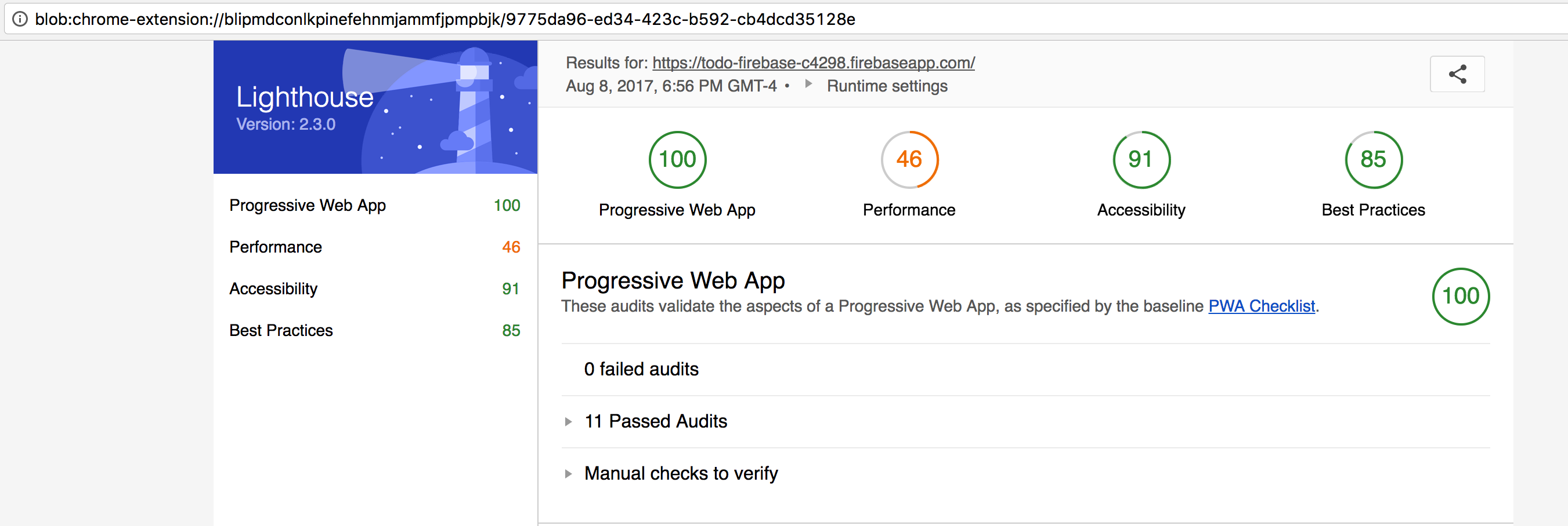 ionic pwa configuration manifest lighthouse final